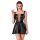 Noir Wetlook Mini Dress with Lacing Black XL
