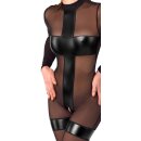 Noir Transparenter Overall mit offenem Schritt Schwarz S