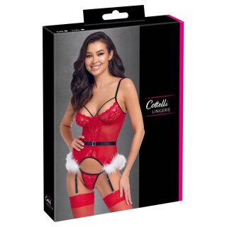 Cottelli Collection Christmas Set with Suspender Chemise and Thong Multicolor L-XL
