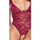 Cottelli Collection Lace Body with Open Crotch Red L