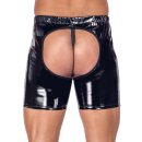 Black Level Set aus String und Chaps aus Lack Schwarz S