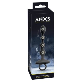 ANOS Flexible Anal Beads with Jumping Vibrations Black 21.1 cm Ø 2.6 cm