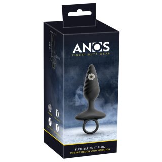 ANOS Flexible Anal Plug with Vibration Black Ø 3.4 cm