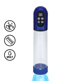 Shots Engage Automatic Waterproof Penis Pump and Masturbator Blue