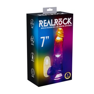 RealRock Vibrating Dildo with LED Transparent 18 cm Ø 4 cm