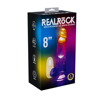RealRock Vibrating Dildo with LED Transparent 20 cm Ø 4.5 cm