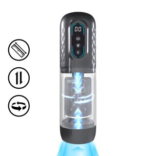 Shots Vortex Masturbator Pump with Suction, Rotation and Thrusting Function Black