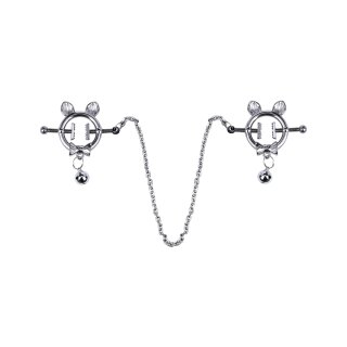 Kiotos Steel Kitten with Bowtie Nippelklemmen mit Kette Silber