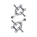 Kiotos Steel Kitten with Bowtie Nippelklemmen mit Kette Silber