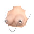 Kiotos Steel Flaming Skull Nippelklemmen mit Kette Silber