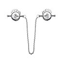 Kiotos Steel Flaming Skull Nippelklemmen mit Kette Silber