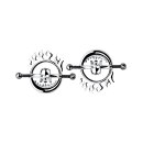 Kiotos Steel Flaming Skull Nippelklemmen mit Kette Silber