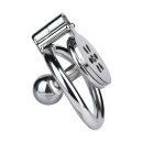 Kiotos Steel Chastity Device with Large Ball Plug Silver 6 cm Ø 4.5 cm