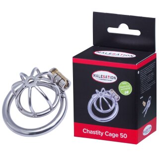Malesation Chastity Cage 50 Silber 4,8 cm Ø 5 cm