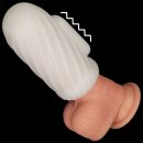 LoveToy Knights Ring Vibrating Dual Purpose Sleeve Spiral White