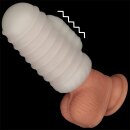 LoveToy Knights Ring Vibrating Dual Purpose Sleeve Wavy White