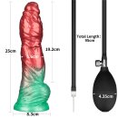 LoveToy Dual Density  Inflatable Dildo 10" / 25 cm Red/Green