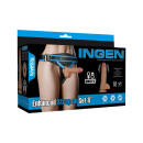 LoveToy Ingen Vibrating Enhanced Strap-on Set 8"/ 20 cm Size L/XL/2XL Nude