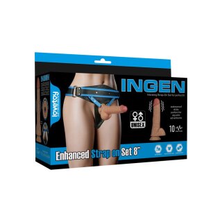 LoveToy Ingen Vibrating Enhanced Strap-on Set 8"/ 20 cm Size XS/S/M Nude