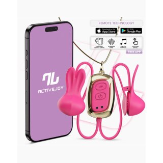 INTOYOU Tickly Nipple Clamps with Necklace (with App Control) - Pink