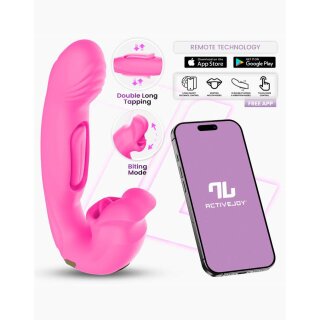 INTOYOU Bimby Biting and Double Tongue Tapping Vibrator with App Pink