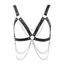 Amorable Open Bra with Chains Black Silver One Size