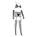 Amorable Sexy Mesh Set with Rhinestones 7-Piece Black S-M