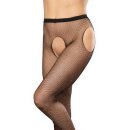 Amorable Open-Crotch Tights with Rhinestones Black One Size