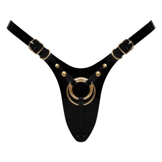 Strap-On-Me Faux Leather Harness Fabulous Black Gold One Size
