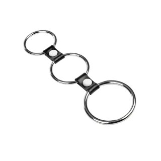 Rimba Triple Metal Cock Ring Silver Black Ø 5 cm