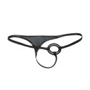 Rimba Leder-G-String mit Penisringen Schwarz One Size