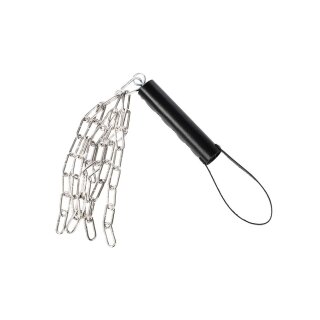 Rimba Leather Whip with Metal Chain Silver Black