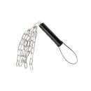 Rimba Leather Whip with Metal Chain Silver Black