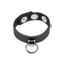 Rimba Leather Cock Ring with Metal O-Ring Black