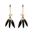 Rimba Nippelklemmen mit Federn Gold Schwarz