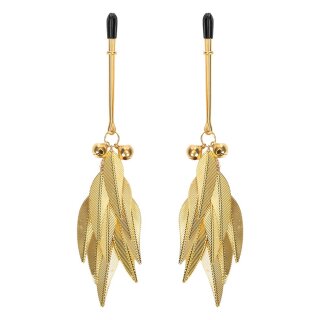 Rimba Nippelklemmen mit Federn Gold