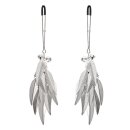 Rimba Nippelklemmen mit Federn Silber