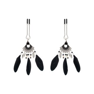 Rimba Nippelklemmen mit Federn Mehrfarbig