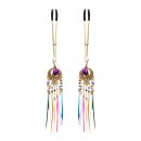 Rimba Nippelklemmen mit Federn Mehrfarbig