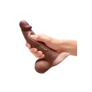 B-Vibe Slipskin Realistic Silicone Dildo 6.5 Inch Curved Brown