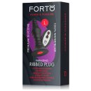 Forto Ribbed Vibrating Plug with Remote Control Large Black