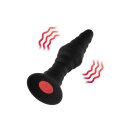 Forto Vibrating Ribbed Plug With Remote Control Small Black