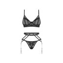 Obsessive Euridia 3-Piece Lingerie Set Black XL-2XL