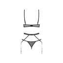 Obsessive Euridia 3-Piece Lingerie Set Black XL-2XL