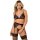 Daring Intimates 3-Piece Peek-a-Boo Set Black Purple S-M