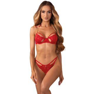 Obsessive Matildea Bra Set with String Red L/XL