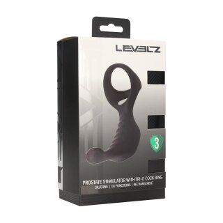 Levelz Vibrating Silicone Prostate Stimulator with Tri-O Cock Ring