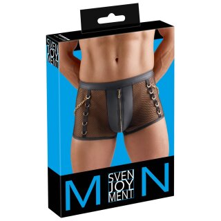 Svenjoyment Fishnet Pants with Wetlook and Chains Black L
