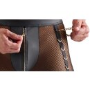 Svenjoyment Fishnet Pants with Wetlook and Chains Black L