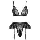 Cottelli Collection Soft Bra Set with Suspender Brief Black M
